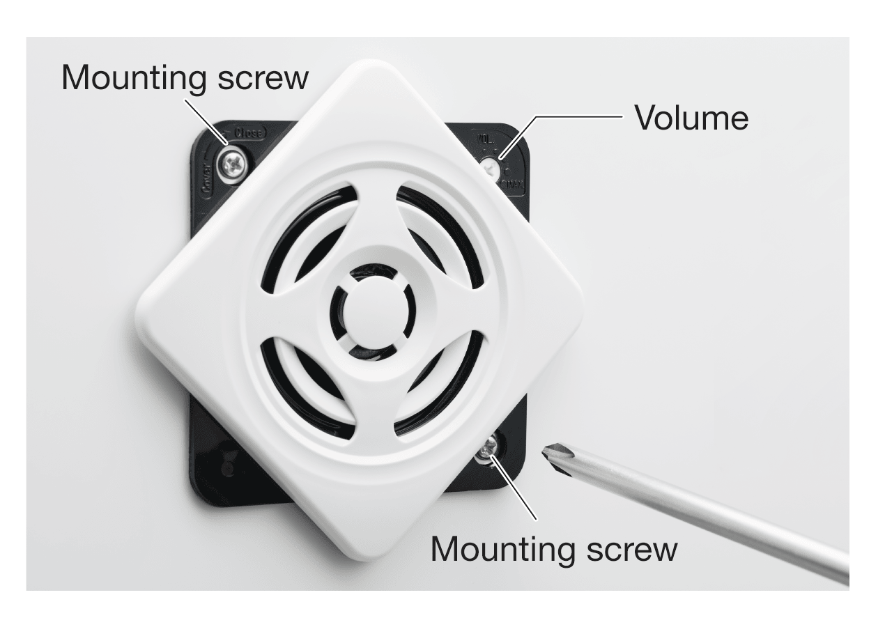 Front mounting screws and volume control